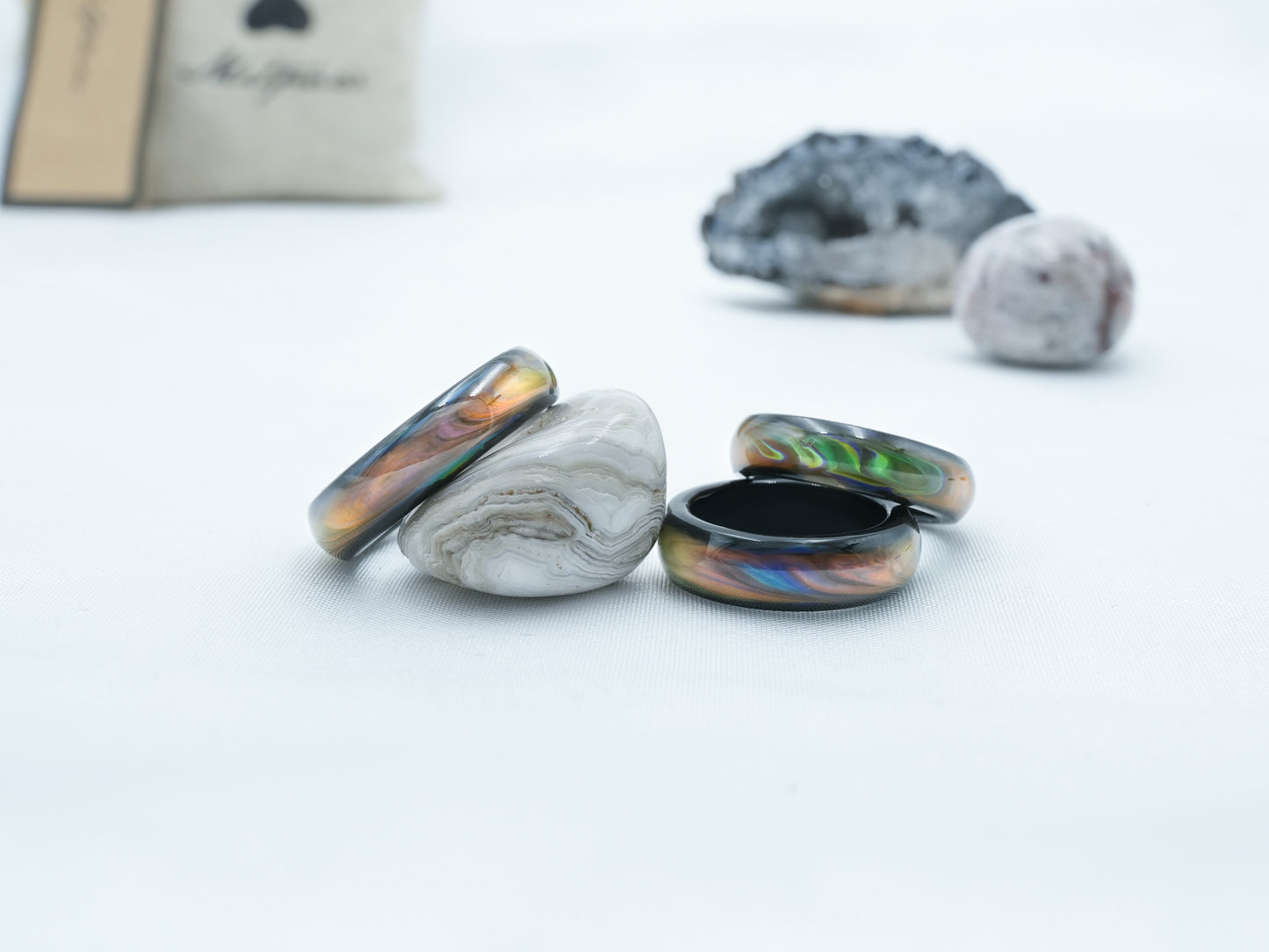 Genuine Black Agate Colour Changing Mood Ring