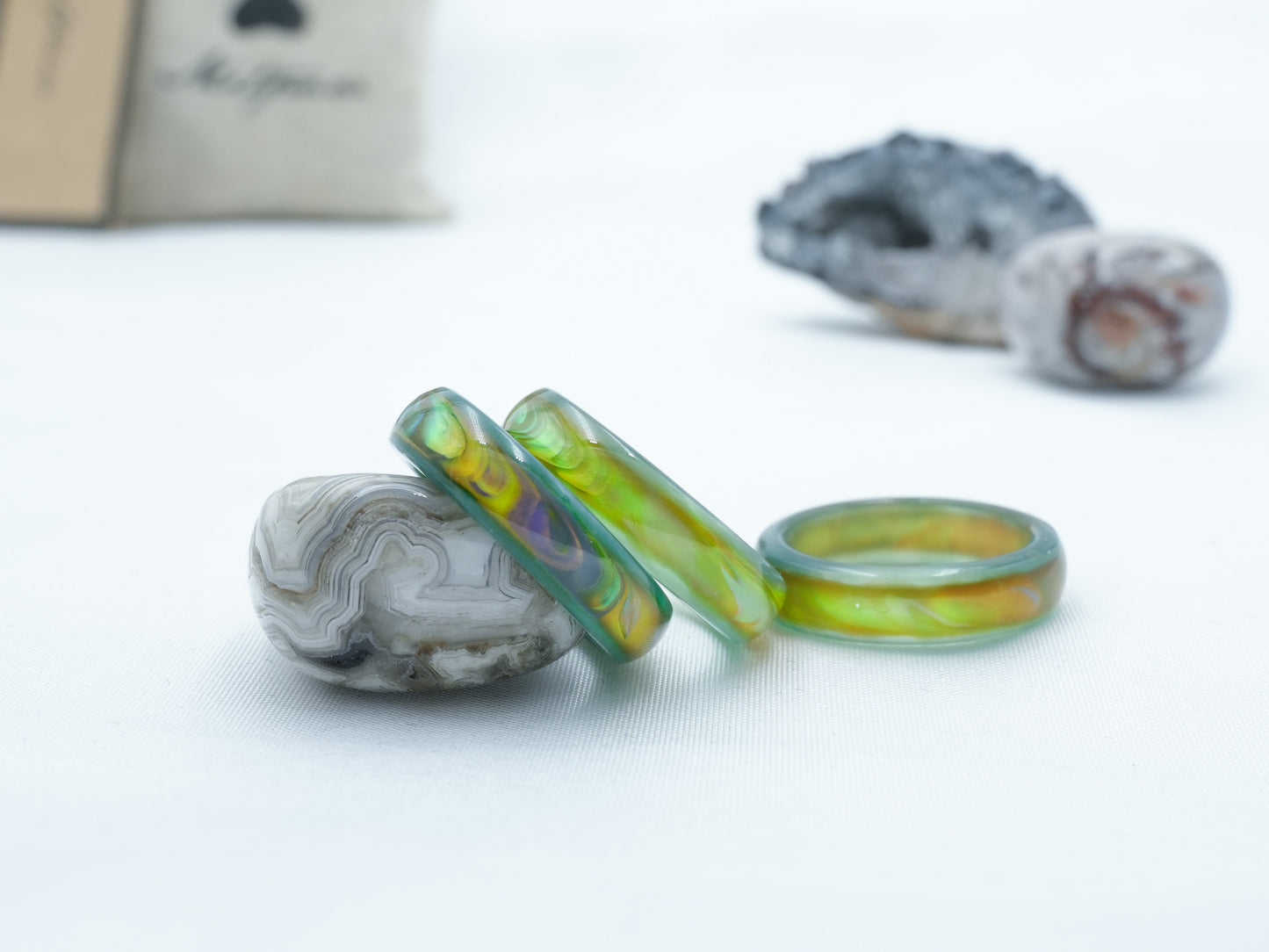 Genuine Green Agate Colour Changing Mood Ring