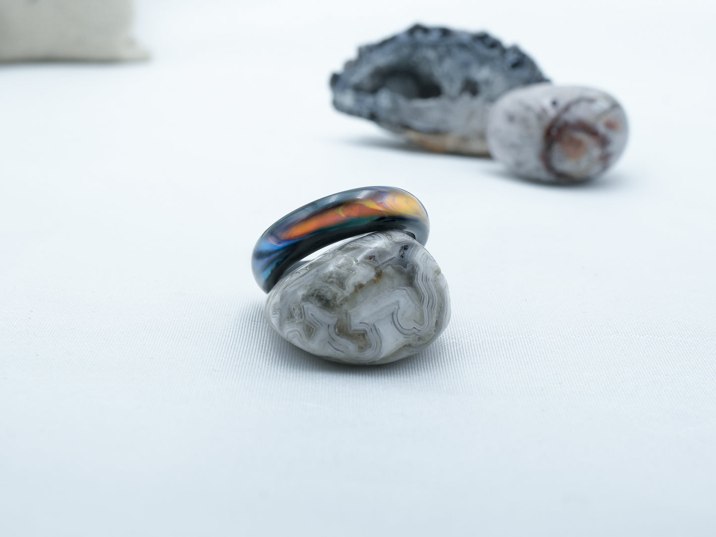 Genuine Black Agate Colour Changing Mood Ring