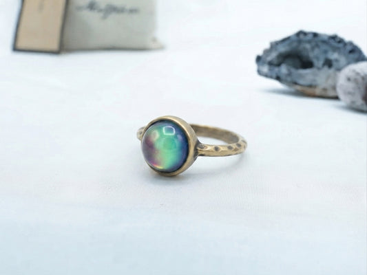 Antique Gold Plating Circle Stone Mood Ring