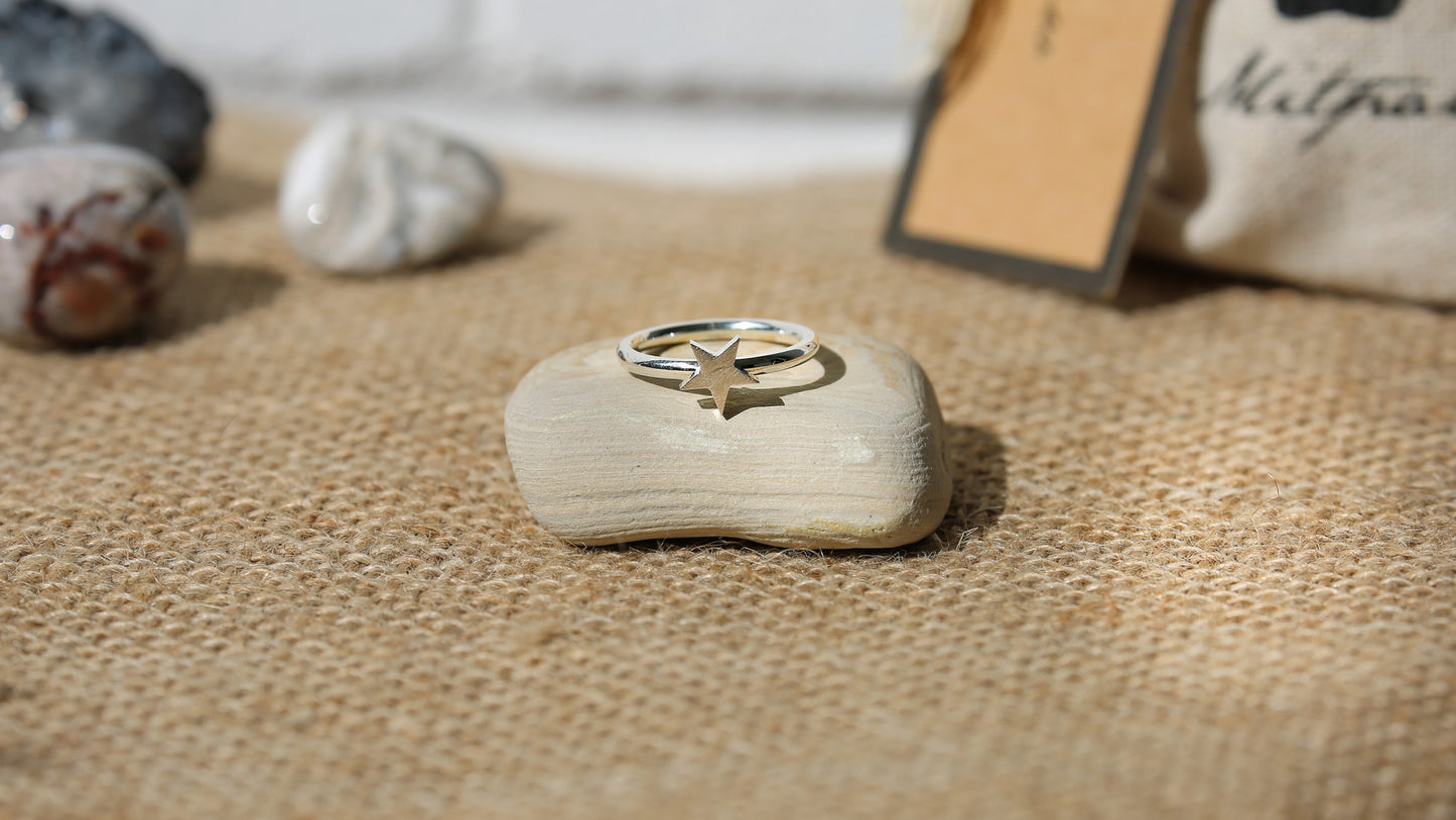 Silver Plated Star Ring + Canvas Gift Bag - Mitpaw