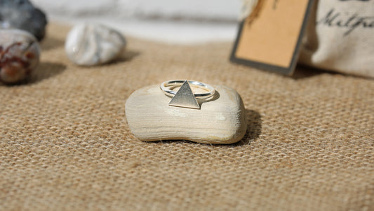 Silver Plated Triangle Ring + Canvas Gift Bag - Mitpaw