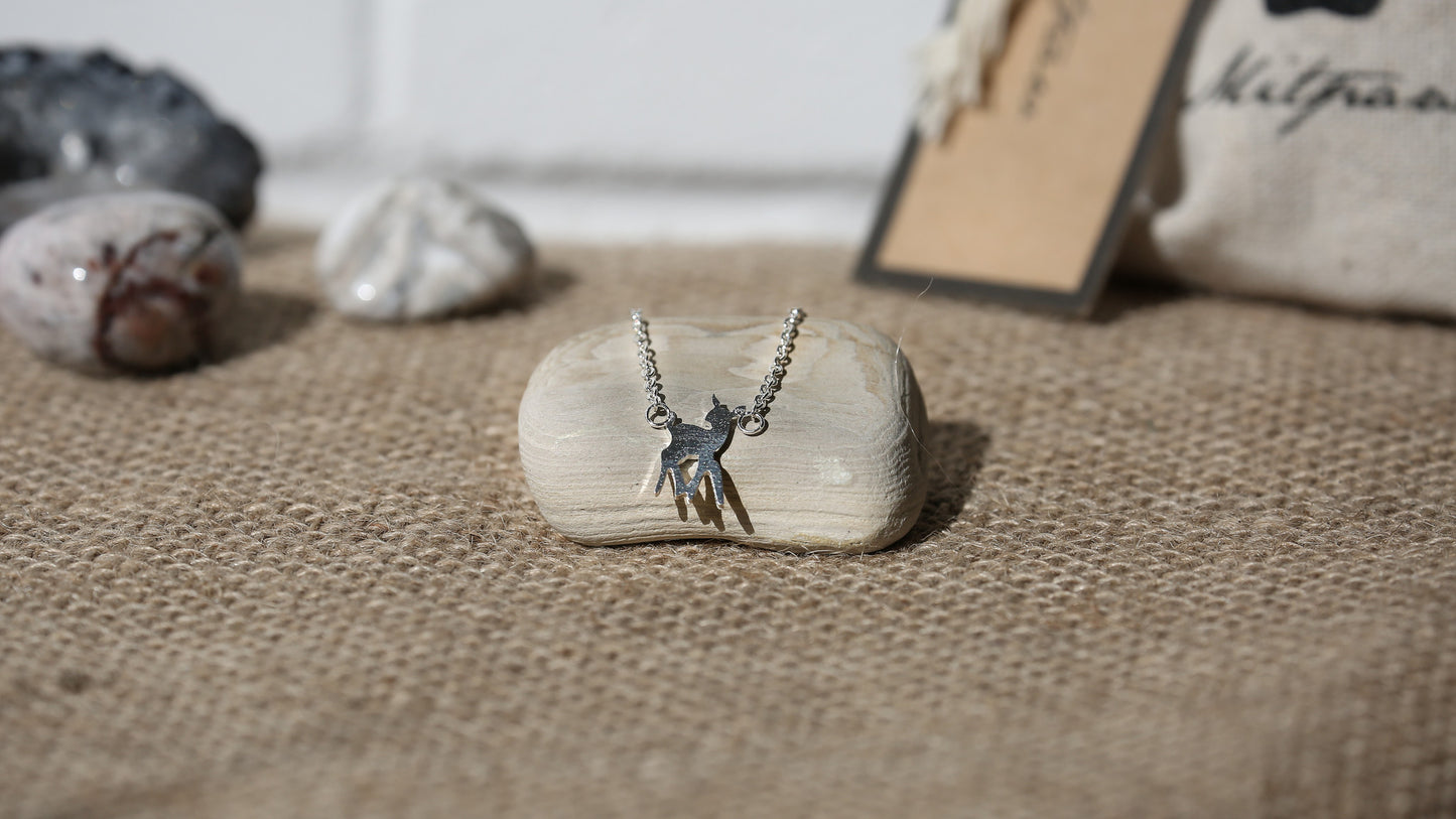 Stainless Steel Reindeer Charm Necklace + Canvas Gift Bag - Mitpaw