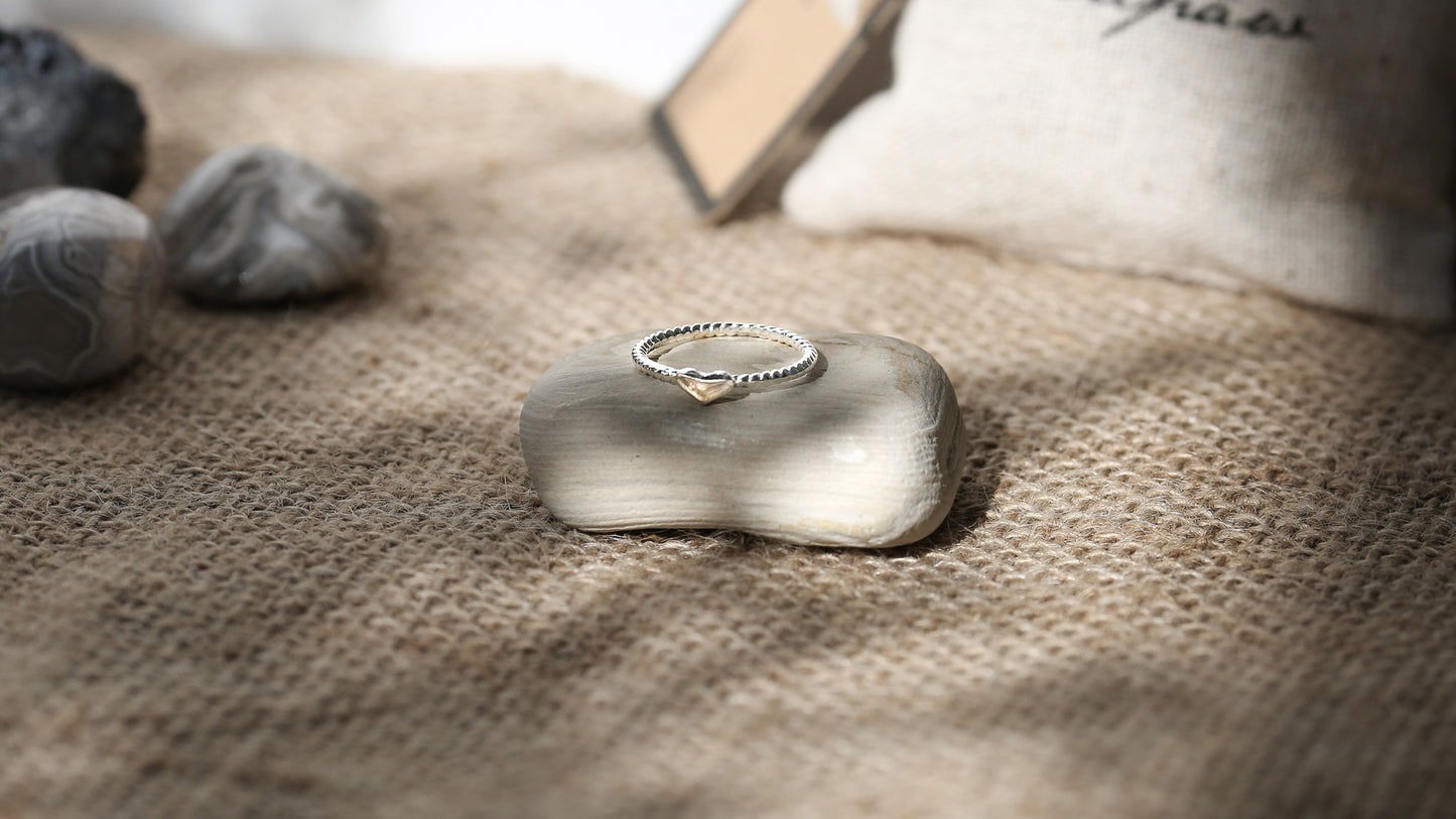 Silver Plated Heart Ring + Canvas Gift Bag - Mitpaw