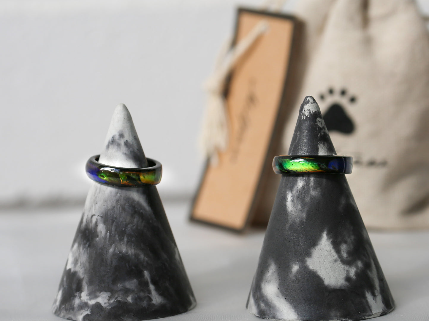 Exclusive Genuine Black Agate Colour Changing Mood Ring - Mitpaw