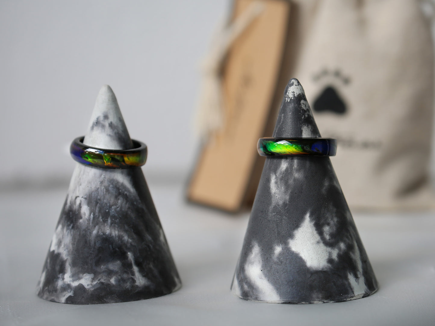 Exclusive Genuine Black Agate Colour Changing Mood Ring - Mitpaw