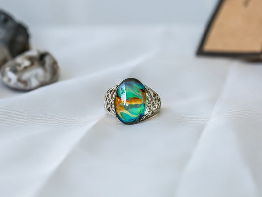 Limited Edition Borderless Opalescent Oval Stone Mood Ring.