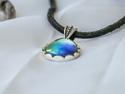 Bohemian Silver Water Drop Shaped Mood Pendant Necklace - Mitpaw