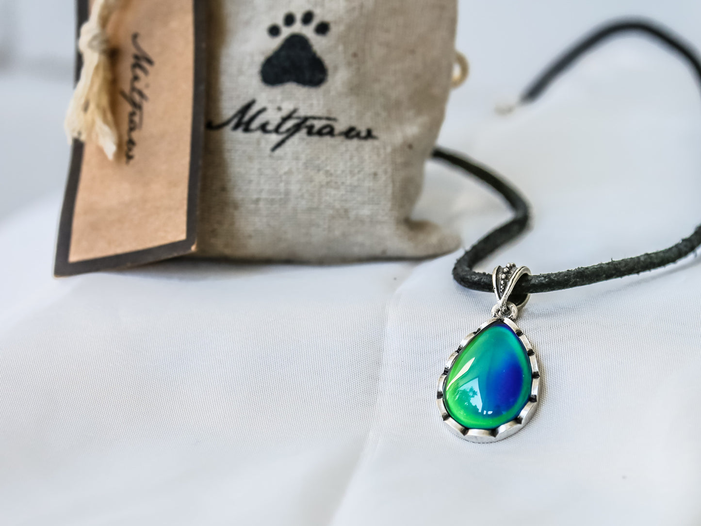 Bohemian Silver Water Drop Shaped Mood Pendant Necklace - Mitpaw