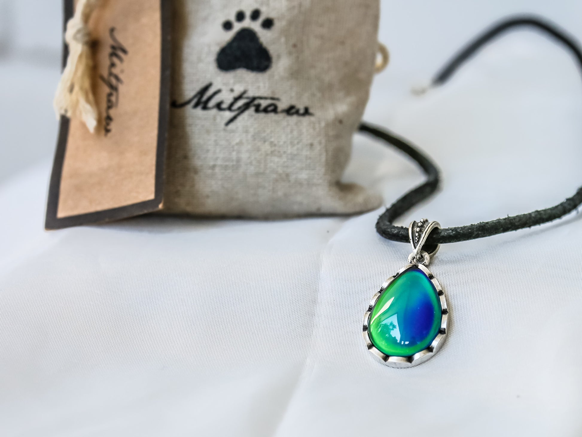 Bohemian Silver Water Drop Shaped Mood Pendant Necklace - Mitpaw
