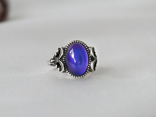 Bohemian Oval Floral Thin Band Mood Ring - Mitpaw