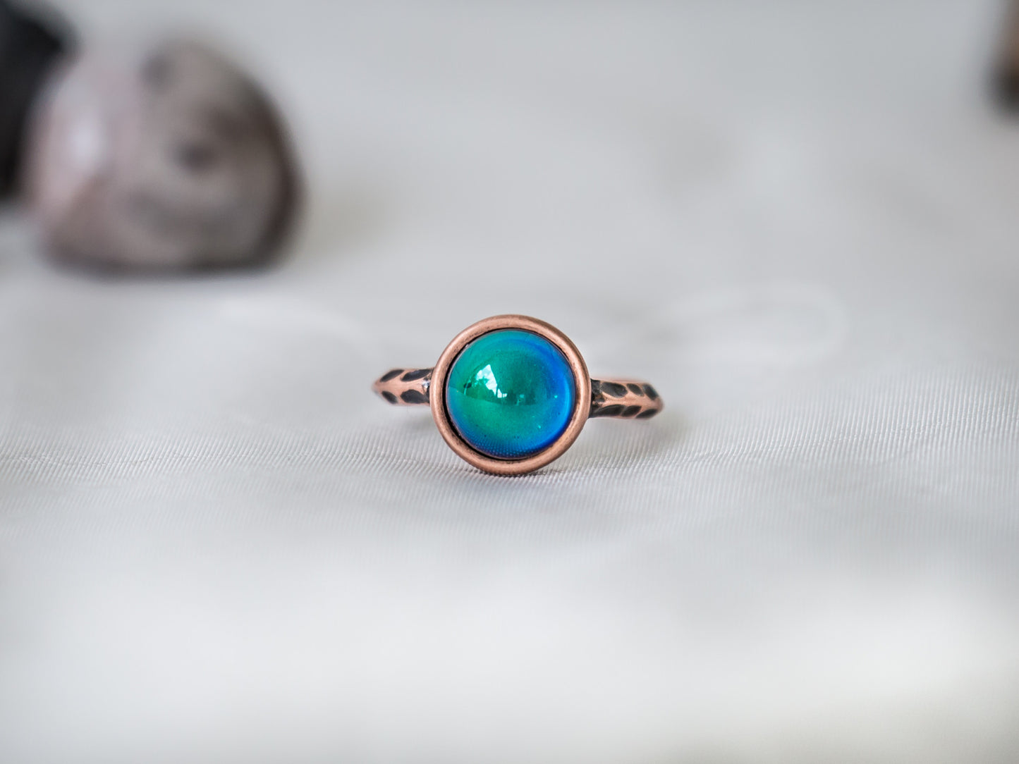 Antique Rose Gold Plating Circle Stone Mood Ring - Mitpaw
