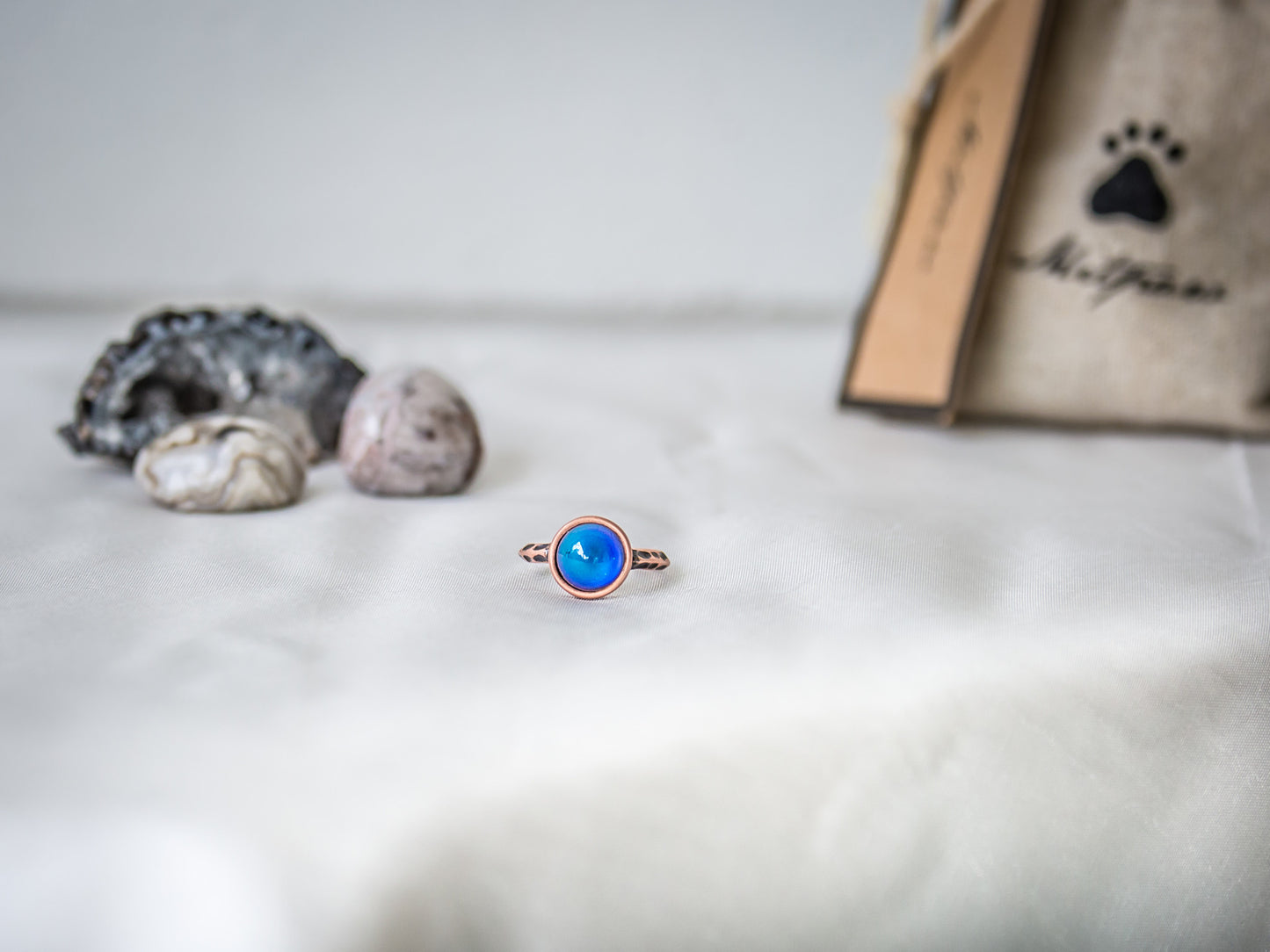 Antique Rose Gold Plating Circle Stone Mood Ring - Mitpaw