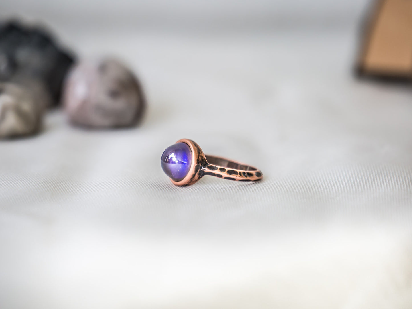 Antique Rose Gold Plating Circle Stone Mood Ring - Mitpaw
