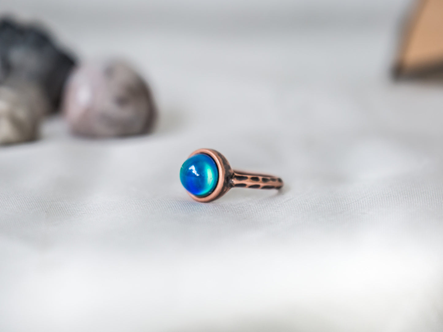 Antique Rose Gold Plating Circle Stone Mood Ring - Mitpaw