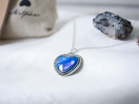 Vintage Heart Colour Changing Necklace with 925 Silver Chain - Mitpaw
