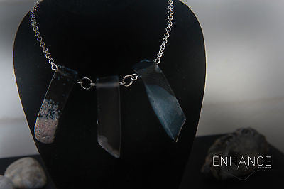 Natural Black Agate Stone Necklace.