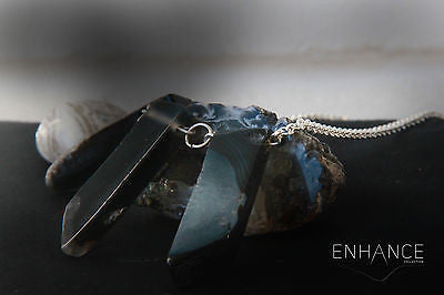 Natural Black Agate Stone Necklace.