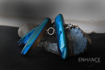 Polished Rainbow Agate Quartz Necklace.