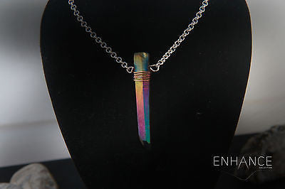 Natural Rainbow Titanium Quartz Necklace.