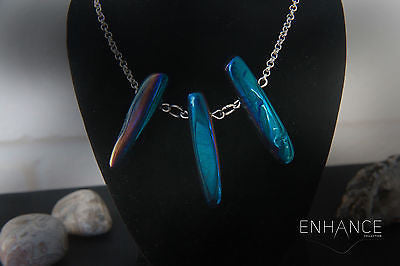 Polished Rainbow Agate Quartz Necklace.