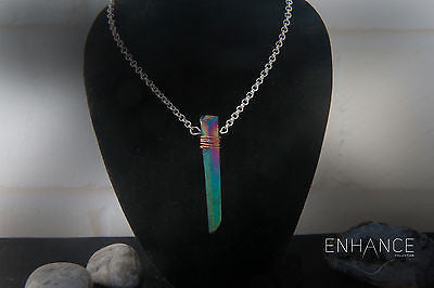 Natural Rainbow Titanium Quartz Necklace.