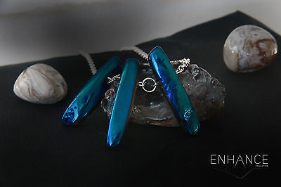 Polished Rainbow Agate Quartz Necklace.