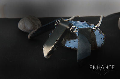 Natural Black Agate Stone Necklace.