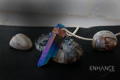 Blue Titanium Crystal Quartz Necklace.