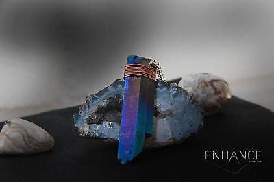 Blue Titanium Crystal Quartz Necklace.