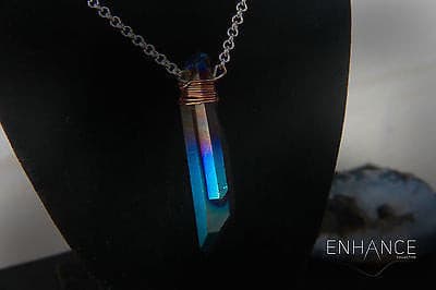 Blue Titanium Crystal Quartz Necklace.