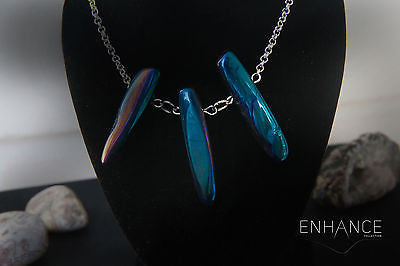 Polished Rainbow Agate Quartz Necklace.