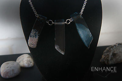 Natural Black Agate Stone Necklace.