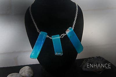 Natural Blue Agate Stone Necklace.