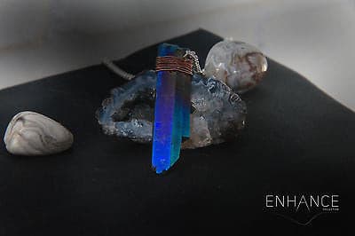 Blue Titanium Crystal Quartz Necklace.