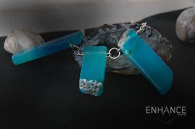 Natural Blue Agate Stone Necklace.