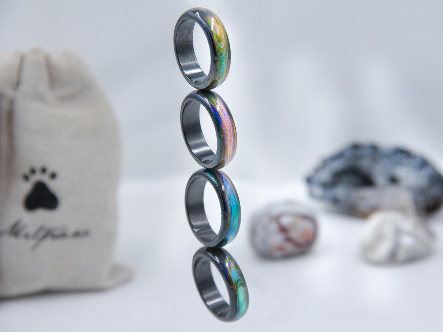 Opalescent Magnetic Hematite Mood Ring - Mitpaw