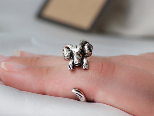 Adjustable Antique Silver Ram Ring.