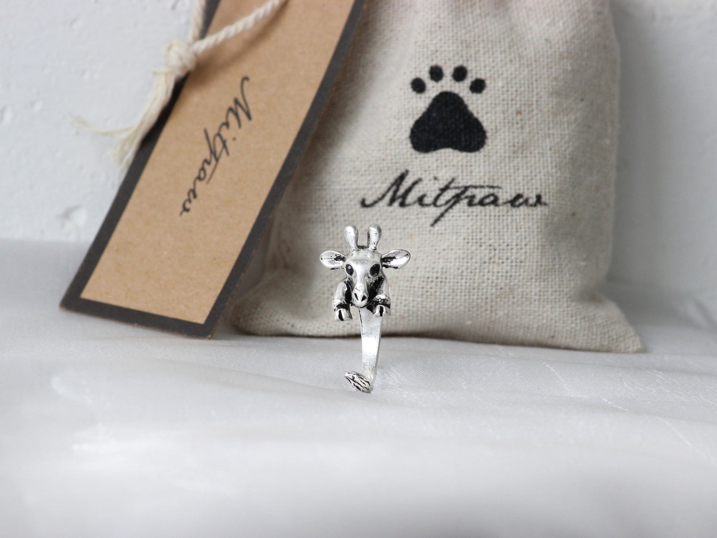 Adjustable Antique Silver Giraffe Ring.
