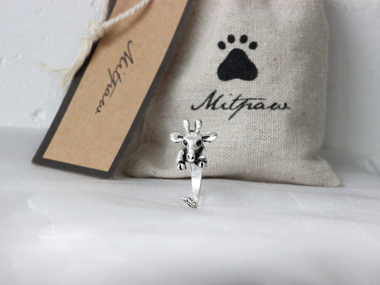 Adjustable Antique Silver Giraffe Ring.