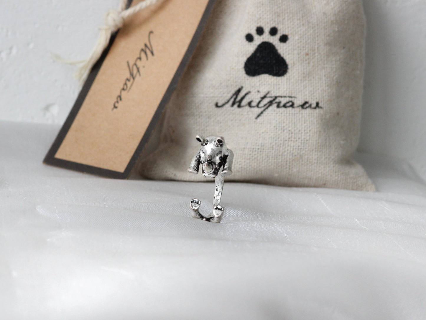 Adjustable Antique Silver Rhino Ring.