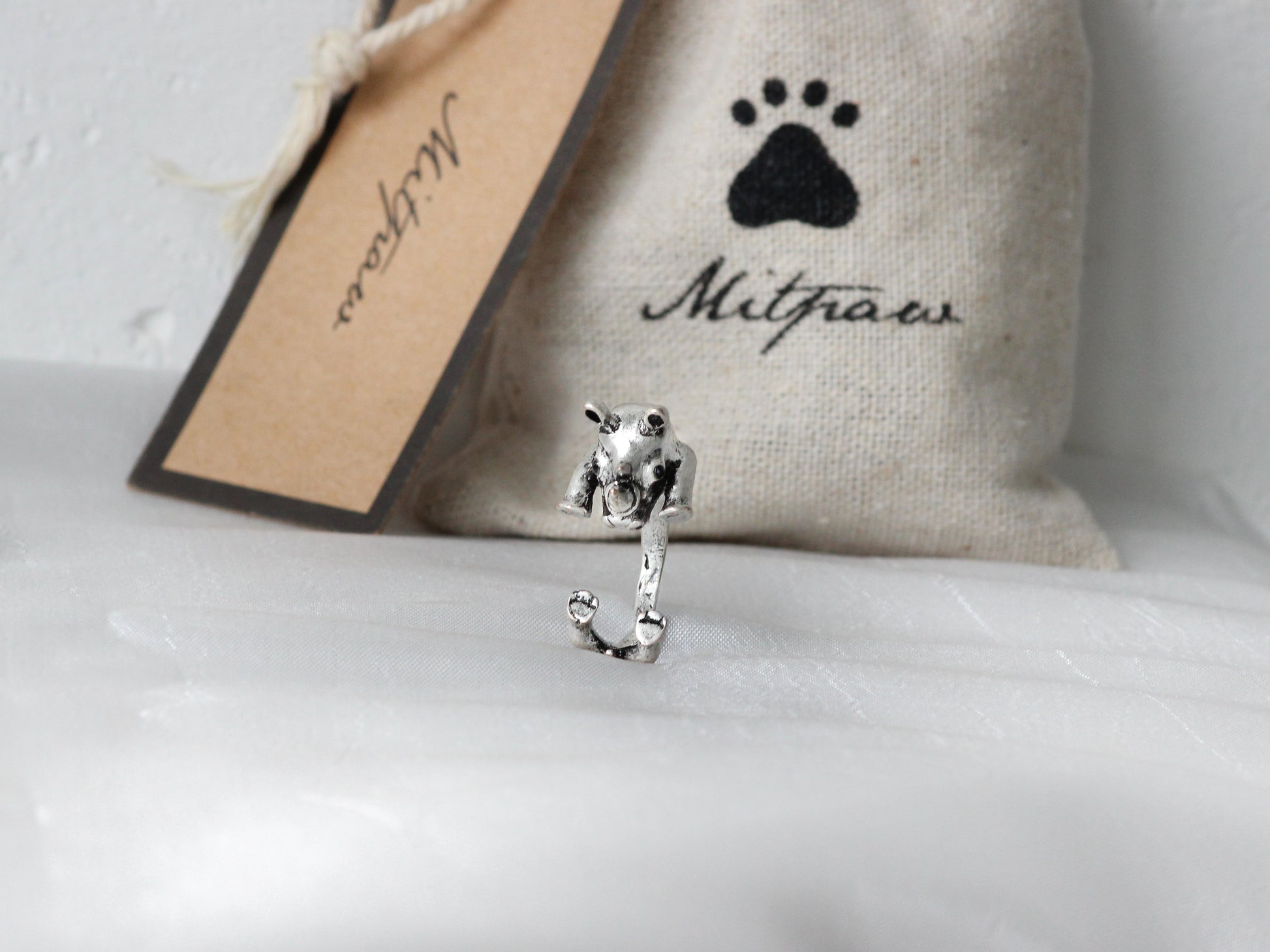 Adjustable Antique Silver Rhino Ring.