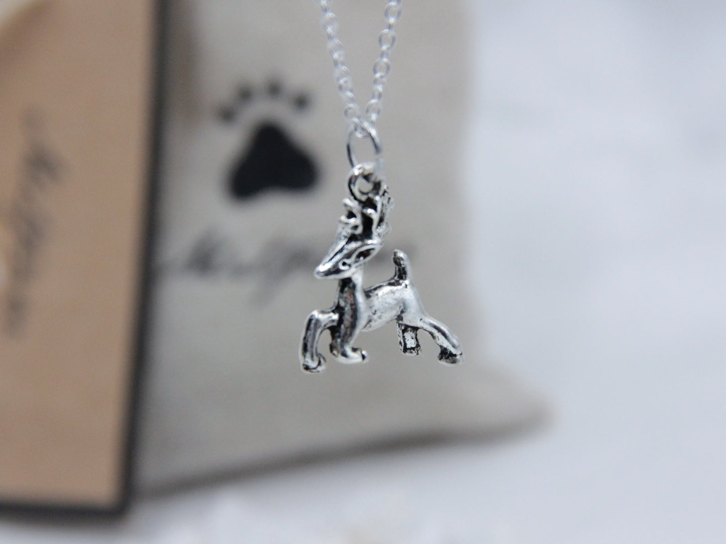 Silver Reindeer Pendant Necklace with 925 Silver Chain - Mitpaw