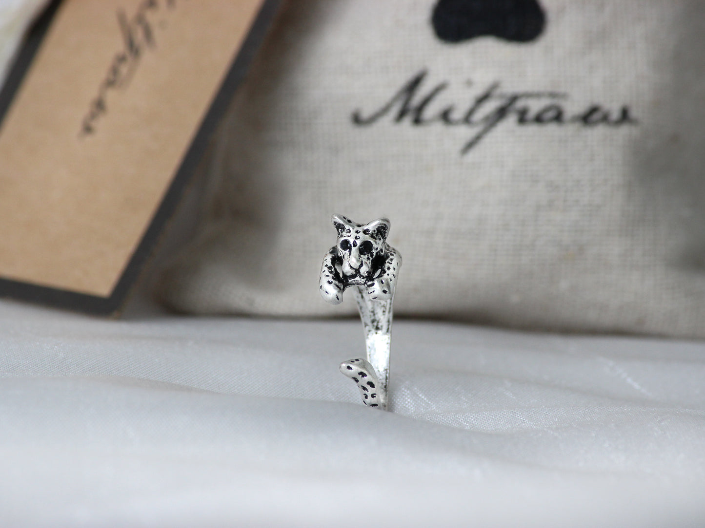 Adjustable Antique Silver Leopard Ring.