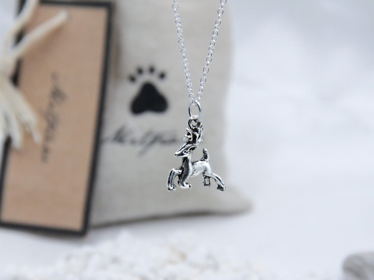 Silver Reindeer Pendant Necklace with 925 Silver Chain - Mitpaw