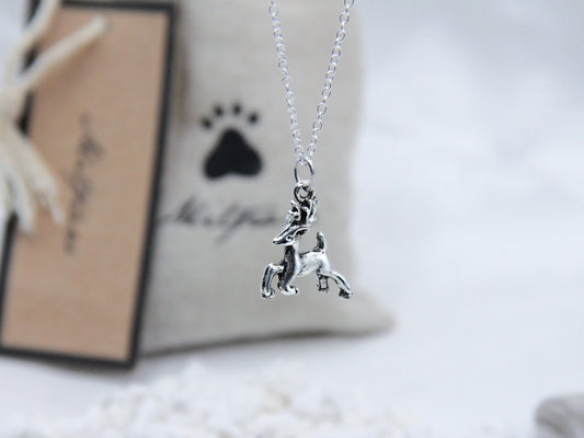 Silver Reindeer Pendant Necklace with 925 Silver Chain - Mitpaw