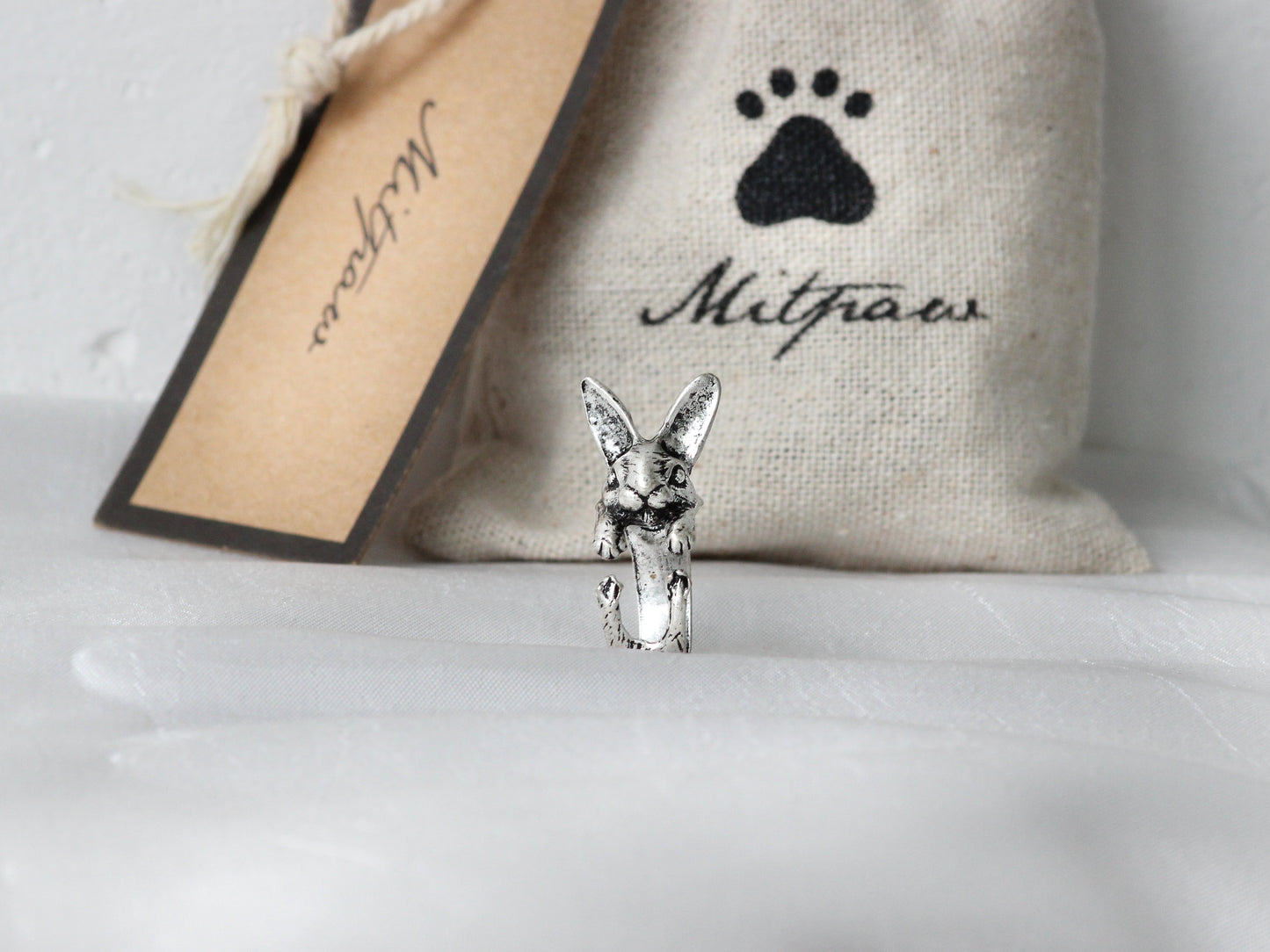 Adjustable Antique Silver Bunny Ring.