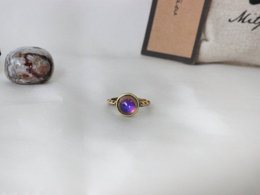 Antique Gold Plating Circle Stone Mood Ring.