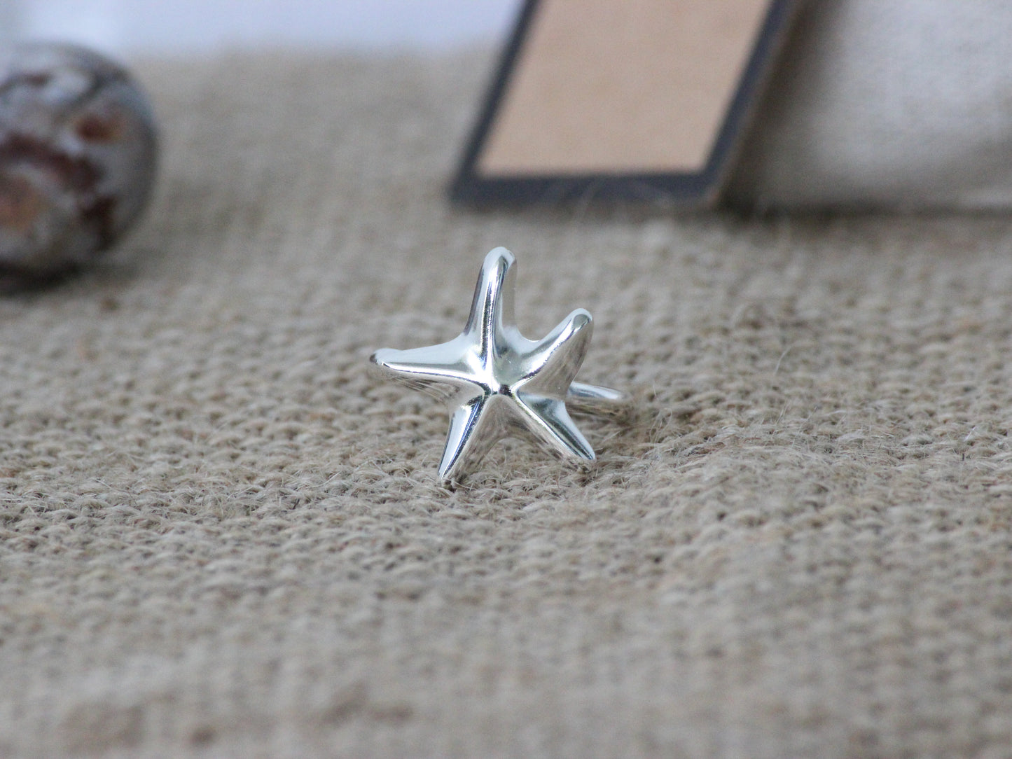 925 Sterling Silver Sea Star Inspired Ring.