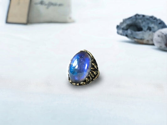 Antique Gold Plating Captured Oval Stone Mood Ring